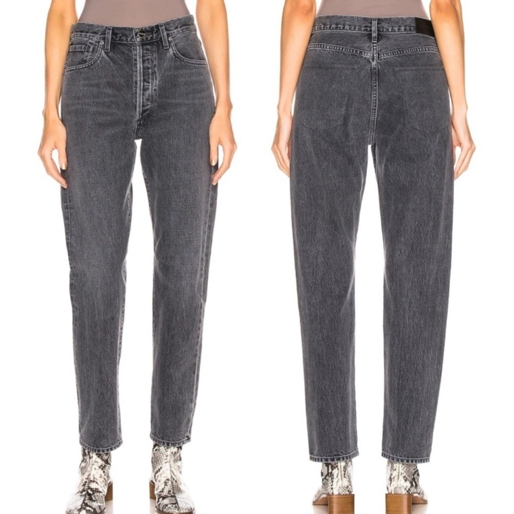 Goldsign Fenefit High Rise Jeans Women Size 23 Straight Leg Charcoal